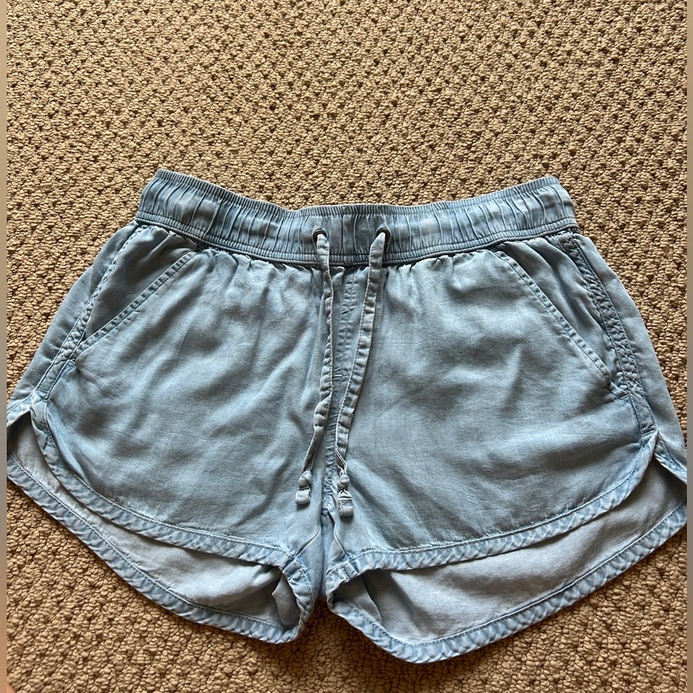 Light Blue Faux Denim Shorts